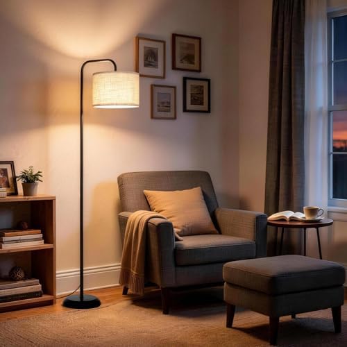 TJOY Floor Lamp, Black Standing Floor Lamp for Living Room with 3 CCT Bulb