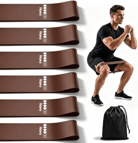 6-Pack Premium Natural Rubber Thickened Workout Resistance Bands Set for Home Gym & Physical Therapy, Anti-Snap Durable Exercise Bands for Full Body Strength Training, Legs, Glutes, Multi-Level