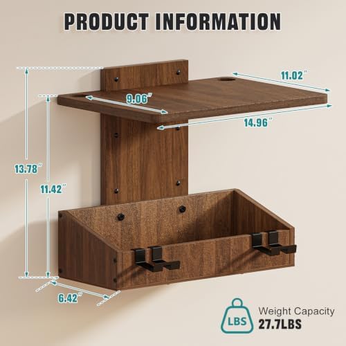2-Tier Floating TV Wall Shelf With Video Game Storage, Controller Holder