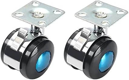 2pcs Swivel Caster Wheels Alloy Plate Mounted Caster Wheel for Office Chair 1.57inch Black Silver with Brake