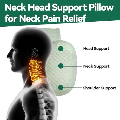 MABOZOO Neck Pillows for Recliners with Pocket,Headrest Cushion for Neck Pain Relief and Cervical Support,Recliner Head Pillow for Side Sleeping at Home, Office or Traveling（Green）