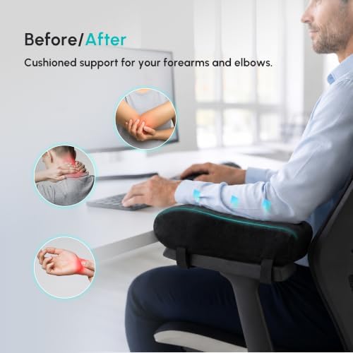 Office Chair Arm Pads, Gel Memory Armrest Pads, Set of 2 Velvet