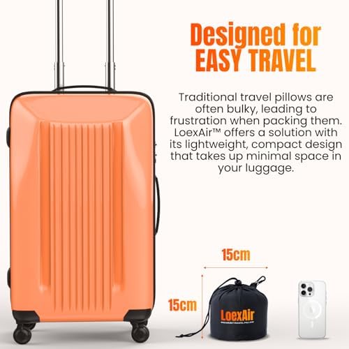 LOEXAIR™ Hooded Pro Travel Pillow - Memory Foam Neck Support Pillow for Airplane, Flight - Super-Soft Pure Cotton Fabric, Maximum Privacy & Light-Block Design, Lightweight Full Travel Kit - Light Grey