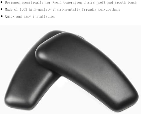 Compatible with Knoll Generation Chair armrest Pads, only Suitable for high-Performance Swivel Adjustable Direction Generation Chairs, Black (one Pair)