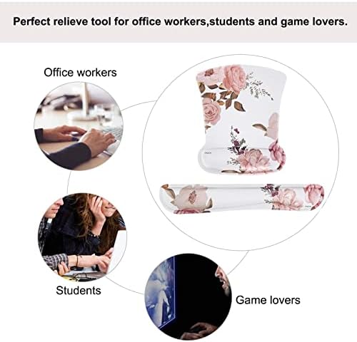 MOSISO Peony Wrist Rest Support for Mouse Pad & Keyboard Set, White