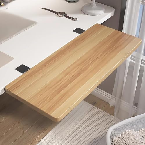 Wood Foldable Desk Extender Tray,Large Size Clamp-on Keyboard Tray,Table Mount Shelf Armrest Support for Home Office Dorm Floating Table(90x20cm(35x8inch), Wood B)