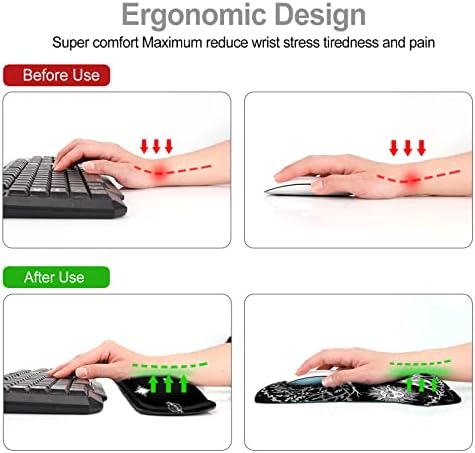 Keyboard Wrist Rest Mouse Pad Support, ToLuLu Gel Ergonomic Mouse Pads for Computer Laptop PC, Comfortable Durable Mousepad Keyboard Wrist Rests for Easy Typing Pain Relief, Moon & Sun