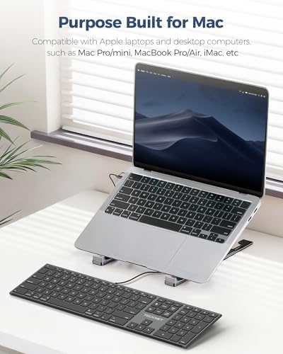 TECKNET Wired Keyboard for Mac, USB & Type-C Dual Interface, Silent Click