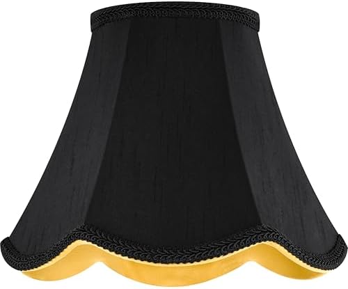 GO&SO Mini Small Scalloped Black Lamp Shades Set of 2,4"×8"×6.4" Bell Shade