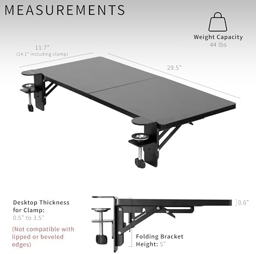 VIVO Black Clamp-on 30 x 12 in Desk Extender, DESK-EXT30