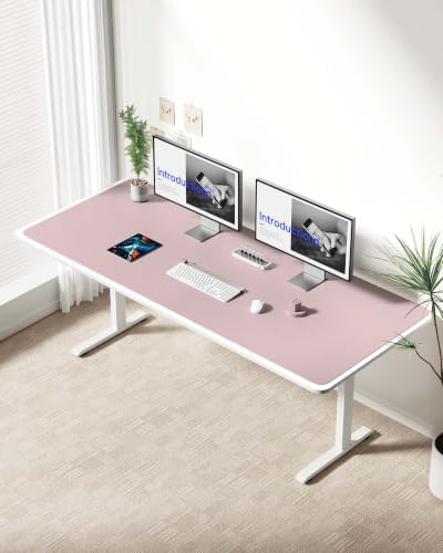 YSAGi Leather Desk Protector, Office Mat, Large Mouse Mat, Non-Slip PU Leather Blotter, Laptop Desk Mat, Waterproof Writing Pad for Office and Home(Grayish Lavender, 63" x 24")