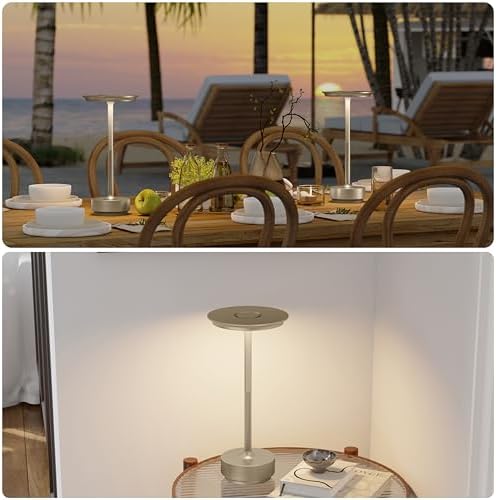 TBBGA 1 Pack Rechargeable Table Lamps Cordless, 5000mAh Outdoor Table Light