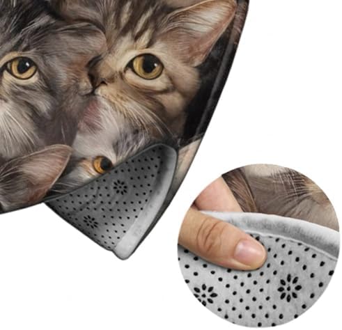 Large Machine Washable Circular Rugs, Home Decor Round Mat for Living Room Sofa Office Cute Cats