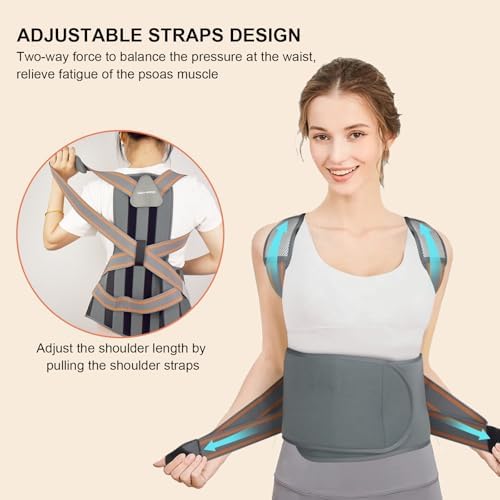 AIDY-PRO Full Back Brace Posture Corrector for Men And Women, Upper Back Support Brace Straightener Adjustable Shoulder Posture Corrector for Women Neck Hump, Hunchback, Thoracic, Spine Correctors L
