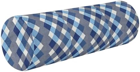 Bolster Pillow for Couch Sleep Neck Roll Pillow Round Pillows for Sleeping Cylinder Back Pillow Back Support Argyle Plaid Deepskyblue