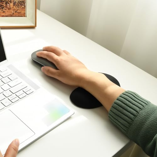 Ergonomic Mouse Wrist Rest Pad, Small Gel Mouse Keyboard Support Cushion Non-Slip Base, for Easy Typing and Wrist Pain Relief Office Computer, Laptop, PC Gaming (Black)