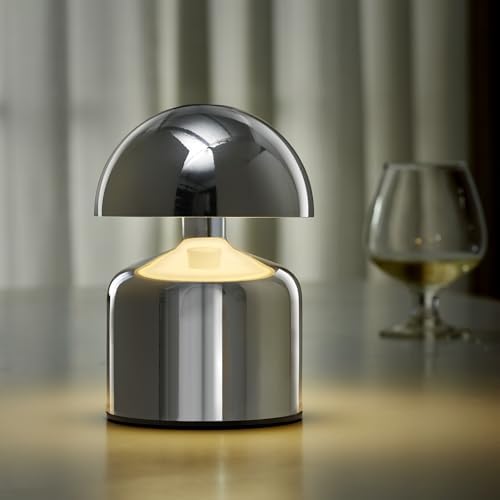 SAIWEYA Modern Cordless Mushroom Small Table Lamp, Dimmable Touch Battery