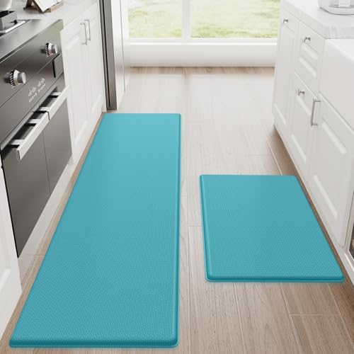 StepRite Kitchen Mats for Floor, 2-Piece Anti-Fatigue Kitchen Rugs, Green