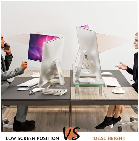 Hemudu 2 Pack Computer Monitor Riser with Height Adjustable Multi Media Desktop Stand for Flat Screen LCD LED TV, Laptop/Notebook/Xbox One