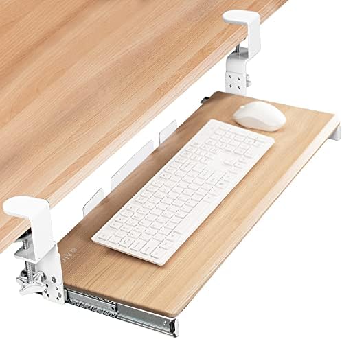 VIVO Light Wood Clamp-on 27 x 11 in Keyboard Tray, MOUNT-KB05HA