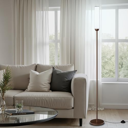 Ambimall LED Floor Lamp with Remote Control, Foot Switch, Brown