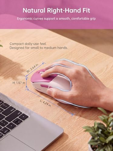 hunart H6 49g Wireless Mouse, Bluetooth & 2.4GHz, Rechargeable, Berry Pink