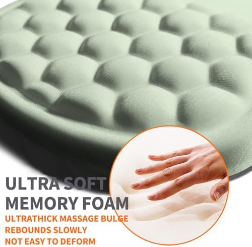 Ergonomic Joint Wrist Support Mouse Pad with Memory Foam Cushion Massage Bump, Carpal Tunnel Pain Relief Mousepad Slope Design for Wrist Rest, 11.8x7.9 in, DarkSeaGreen