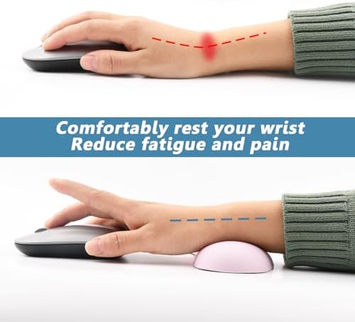 Ergonomic Mouse Wrist Rest Pad, Small Gel Mouse Keyboard Support Cushion Non-Slip Base, for Easy Typing and Wrist Pain Relief Office Computer, Laptop, PC Gaming (Pink)