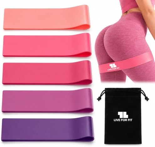 Exercise Resistance Loop Bands with Instruction Guide and Carry Bag, Set of 5