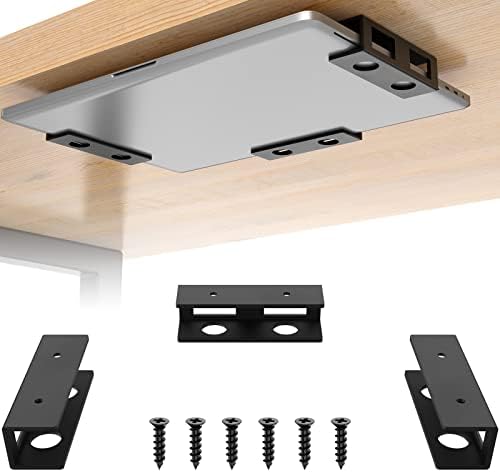 3 PCS Under Desk Laptop Mount with Anti-Scratch Felt Board Under Desk Laptop Holder Tray Durable Under Desk Shelf for Laptop Thick up to 1.15”
