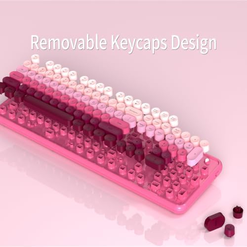 Colorful Wireless Computer Keyboard and Mouse, Pink Gradient