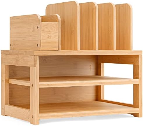 Homde Desk Organizer with File Holder: 3-Tier Bamboo Organization for Desks