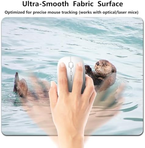 9.5x7.9 Inch Office/Gaming Mouse Pad, Lovely Floating Sea Otter in Ocean, Cute Anti-Slip Mat for Desk Decor