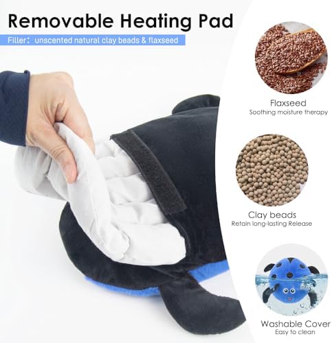 Microwavable Heat Pad for Neck and Shoulders, Warm Compress Wrap, Blue