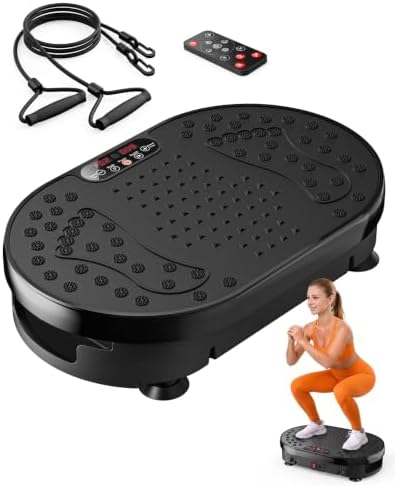 HTM Vibration Plate Exercise Machine, 9 Modes & 120 Speeds, Body Shake Plate with Resistance Bands Slot & Remote Control, Shake Board for Weight Loss Fat Burner Home Fitness Workout