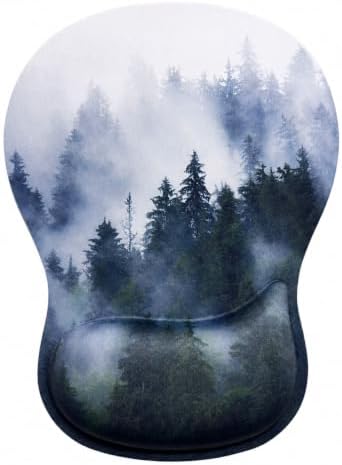 Mouse Pad with Wrist Rest Ergonomic Memory Foam Support, Non-Slip Rubber Base, Comfortable Typing Cushion for Home Office Computer Laptop, Forest