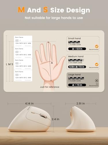 SABLUTE MAM3 Ergonomic Mouse, Bluetooth Mouse for Small and Medium Hands