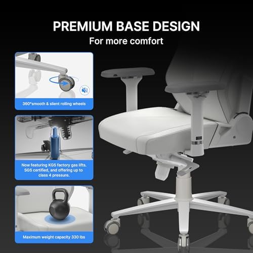 Blacklyte Athena Pro Gaming Chair, White Leather