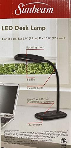 SUNBEAM Flexible Neck LED Desk LAMP Adjustable Light Energy Star Black