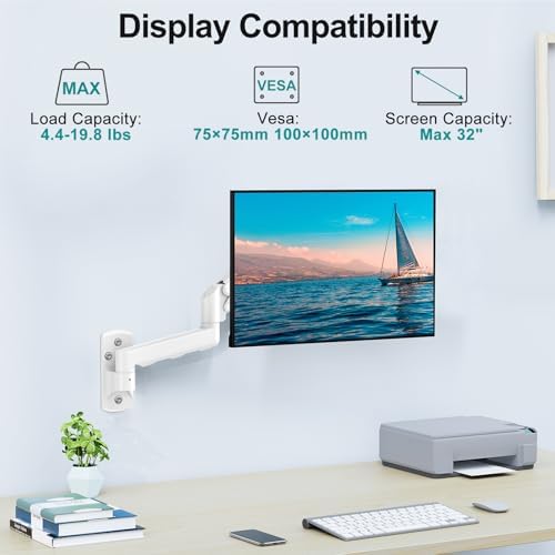 Monitor Wall Mount Fits up to 32" Computer Screens Max 19.8lbs