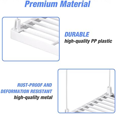 NiHome 4-Pack Stackable Plastic Kitchen Storage Shelf Foldable Rack, White