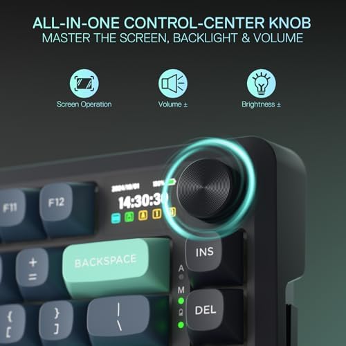 Redragon K724 PRO Wireless 81-Key Gasket Gaming Keyboard, TFT Screen & Knob