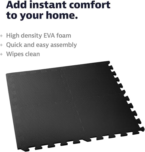 We Sell Mats Interlocking Foam Floor Tiles - 3/8" Thick Black 18-Pack