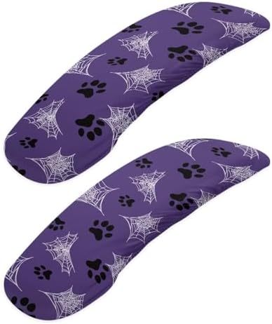 Dog Paw Print Office Chair Arms Rest Covers, Soft Comfy Office Chair Armrest Covers Set of 2, Spider Web Print Arms Protector Covers for Office Computer Chair, Purple