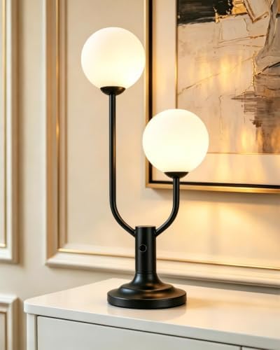 Lightdot Black Globe Table Lamp for Bedroom Gift G9 Bulbs Included Dimmable