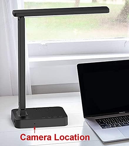 WF-225: WiFi Camera Hidden in LED Desk Lamp with Touch Control and USB Port, Reading Table Lamp for Bedroom Bedside with P2P Remote Viewing, Recording and Notification.