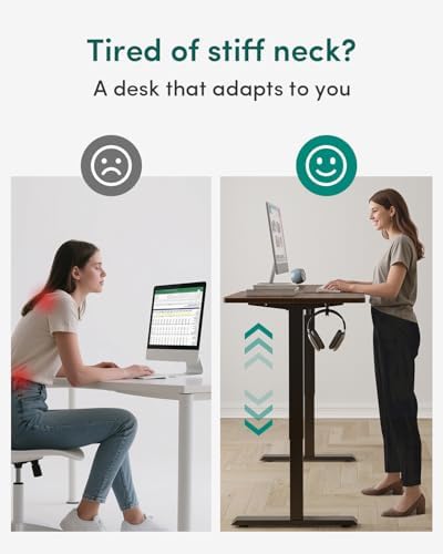 CubiCubi 55x28 Large Electric Standing Desk, 28" Deep Desktop, Black Walnut