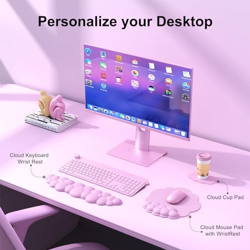 MOKURU Cloud Mouse Pad with Wrist Rest, Cloud Keyboard Wrist Rest, Mouse Pad Wrist Support, Ergonomic Keyboard Mouse Wrist Support (Pink)