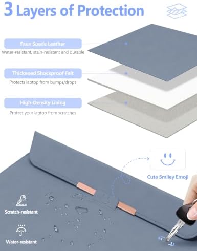 HYZUO 13.3-14 Inch Laptop Case Sleeve with Stand for MacBook,Haze Blue