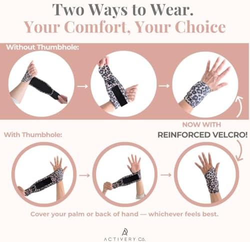 Carpal Tunnel Wrist Brace Left Hand, Right Hand for Women, Day or Night Compression Wrist Support Brace for Fitness, Keyboard Use, or Overnight Support, 2 Pack, Leopard Print